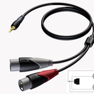 CABO AUDIO JACK3,5-Stereo MACHO/2xXLR-3 MACHO 1,5m PROCAB - Image 1