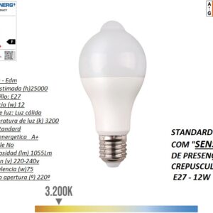 LAMP.LED-E-27 230V 12W/3200K+SENSOR - Image 1