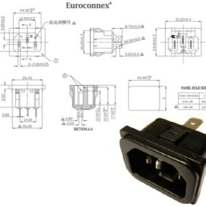 FICHA AC/230V/10A MACHO/IEC/C14/CHASSI - Image 1