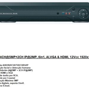 GRAVADOR DVR.5M.HD/4CH.IP-RJ45 S/DISCO