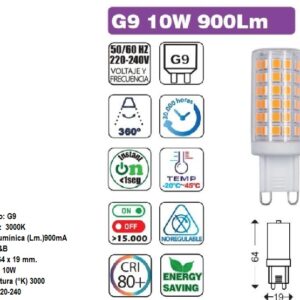 LAMPADA 230V G-9 10W 3000K/900Lm - Image 1