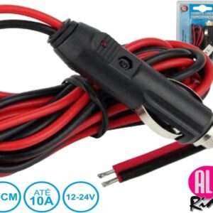 FICHA ISQUEIRO AUTO MACHO 12/24V 10A C/CABO - Image 1