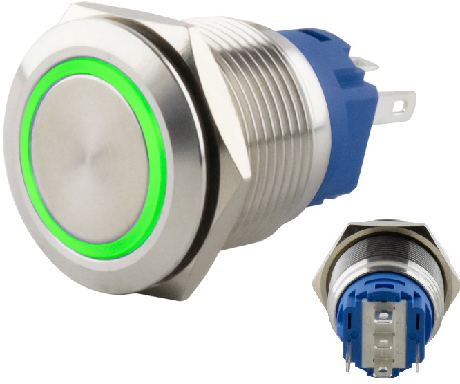 PULSADOR 230V/3A LED 9-24V 16mm OFF(ON) IP65 Impact Resistance: IK09