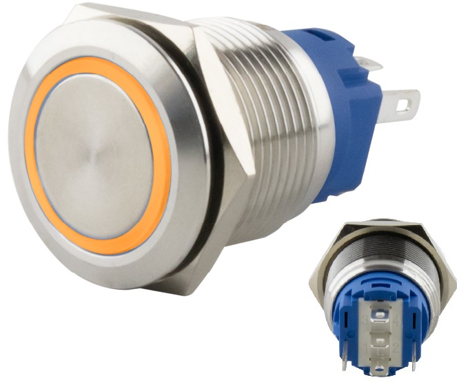 PULSADOR 230V/3A LED 9-24V 16mm OFF(ON) IP65 Impact Resistance: IK09