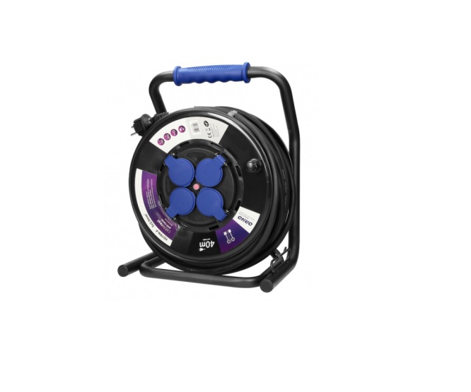 Enrolador com Cabo em Borracha H07RN-F 3G2.5mm 40Mts 4 TOMADAS