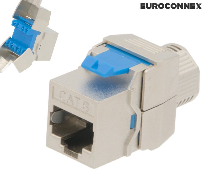 FICHA RJ45-FTP Cat.8 180º Keystone - Sem ferramentas