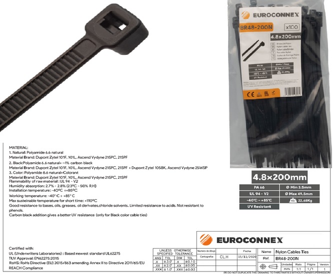 ABRAÇADEIRAS PLASTICAS 200x4,8mm 18k(100PCS)