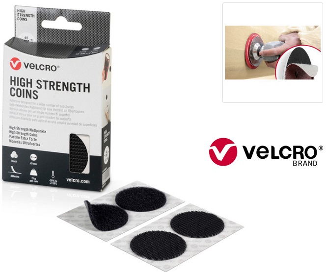 FITA ADESIVAS COM FECHO ULTRA FORTE FIXAÇÃO DE CARGAS PESADAS MEDIDA: Ø45mm COR PRETO