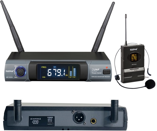 MICROFONE RECETOR/1-LAPELA+HEADSET EMISSORES UHF
