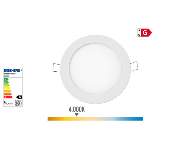 DOWNLIGHT-LED 230V 6W 4000K RED 12cm BRANCO
