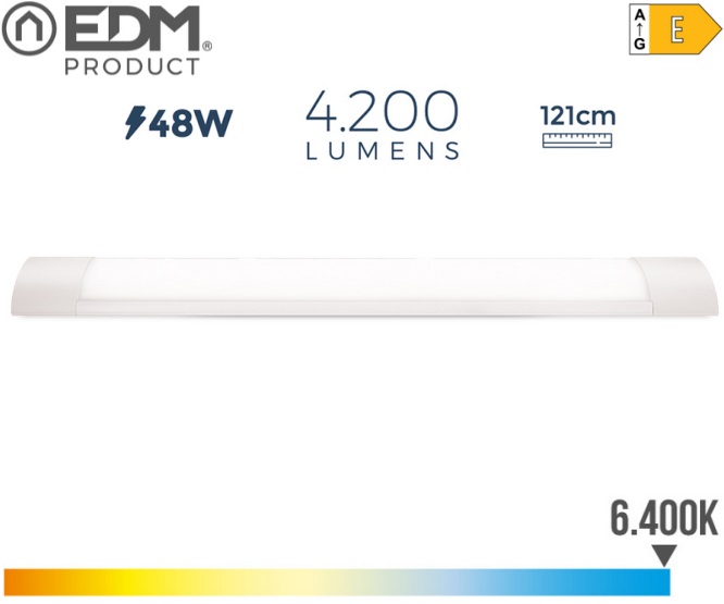 ARMADURA LED 48W 6400K LUZ FRIA 4200lm 12x121x3,1cm