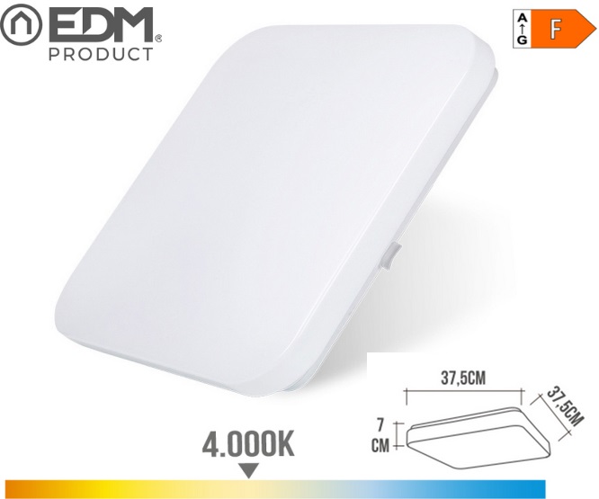 APLIQUE LED 24W 4000K SUPERFÍCIE EXTRA-FLAT 37,5x37,5x7,1cm