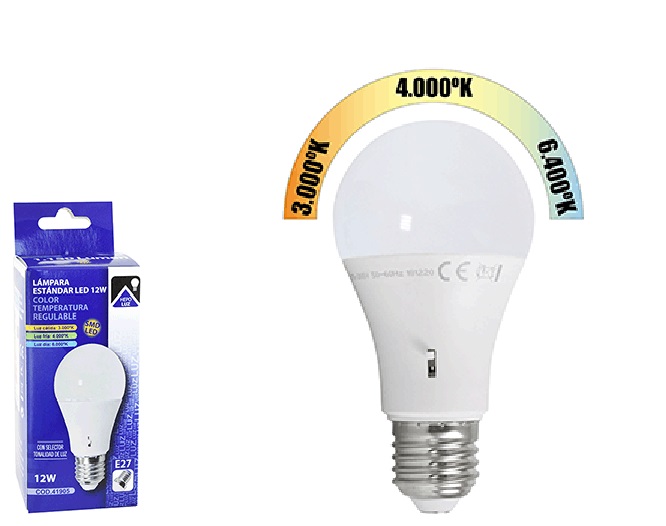 LAMPADA E-27 230V 12W/3-4-6000K/SELETOR COR