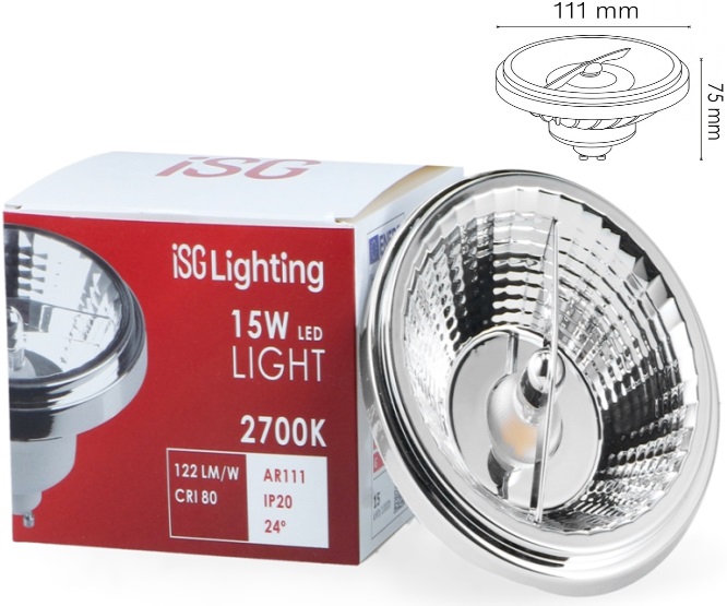 LAMPADA AR111 / GU10 230Vac 15W 27000K 240º