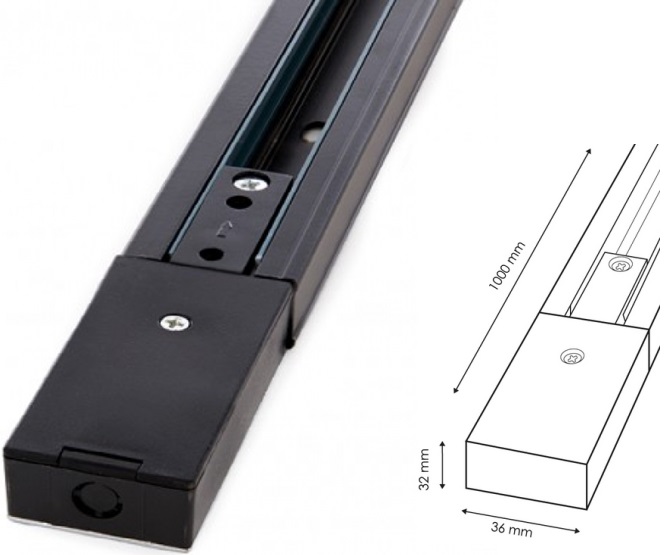 CARRIL MONOFASICO 1m P/PROJETOR-FOCO/PRETO