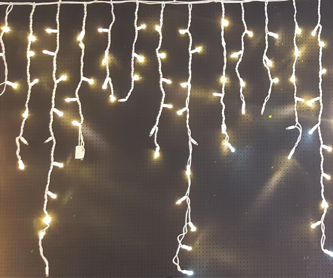 CORTINA ICICLE 3m/0,6m 108LED/12W IP44 B.QUENTE CABO-BRANCO