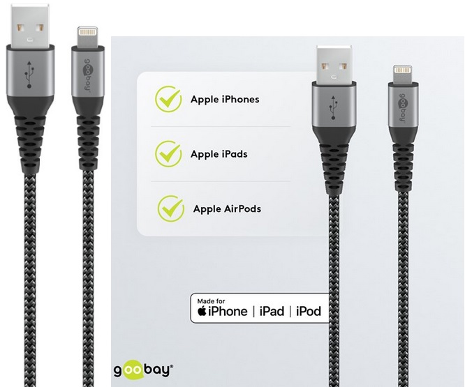 CABO USB-A/Lightning Charing Sync. Metal 1m