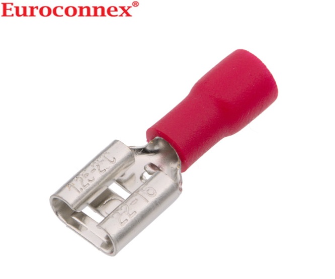 TERMINAL ISOLADO 6,4mm FASTON FEMEA 10A VERMELHO