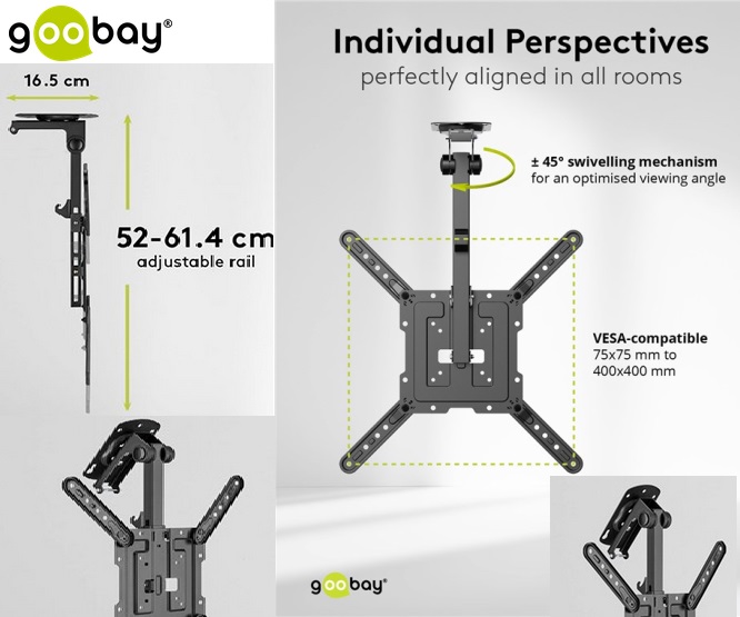 SUPORTE P/TV TETO <23-55``>20Kg/PRETO