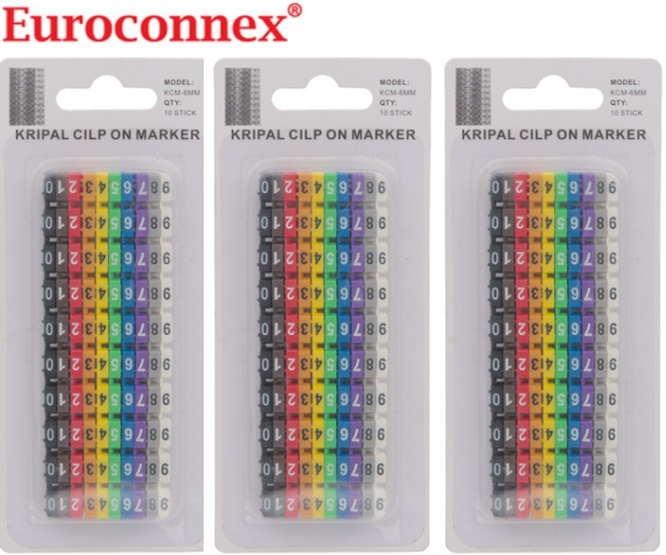 Pack Marcadores clip p/Cabo Multicolor 0-9 [6 a 7.5mm] | 100pcs