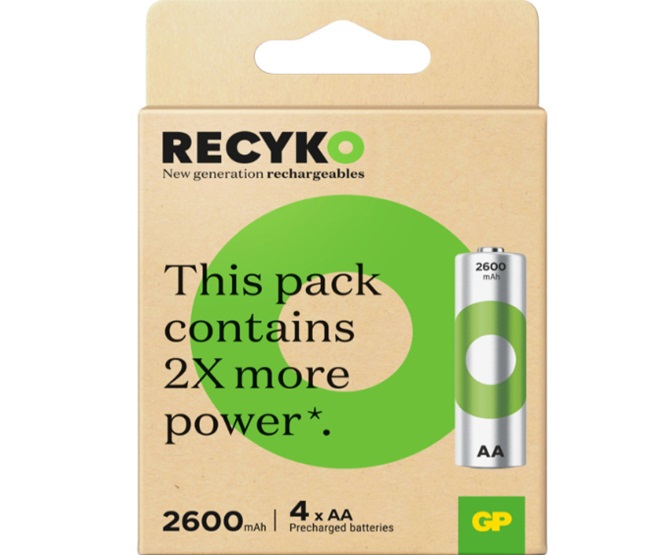 PILHAS NimH-AA 1,2V 2600mA Recarregáveis ReCyko Bls-4pcs
