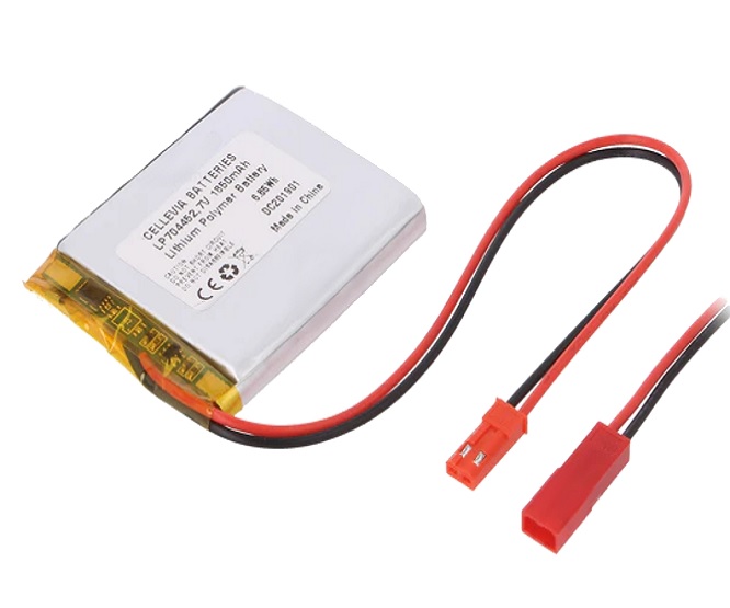 Bateria de Lítio de 3.7V 1850mAh ficha JST SYR-02T e cabo incluído