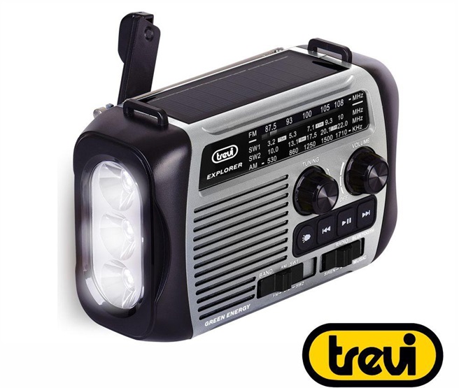 Radio Portátil Sintonizador FM/AM/SW1/SD DINAMO/SOLAR