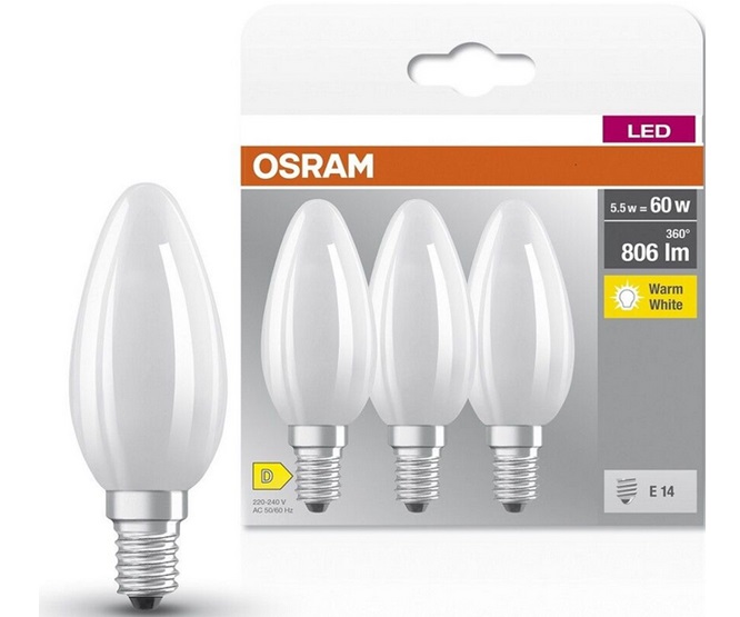 LAMPADA E-14 230V 5,5W 2700K VELA FILAMENTOS FOSCO 3-PCS