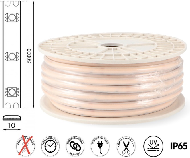 Fita Led 220Vac Cobpoint 15W/m 6000K IP65 1m (50m)Bobine