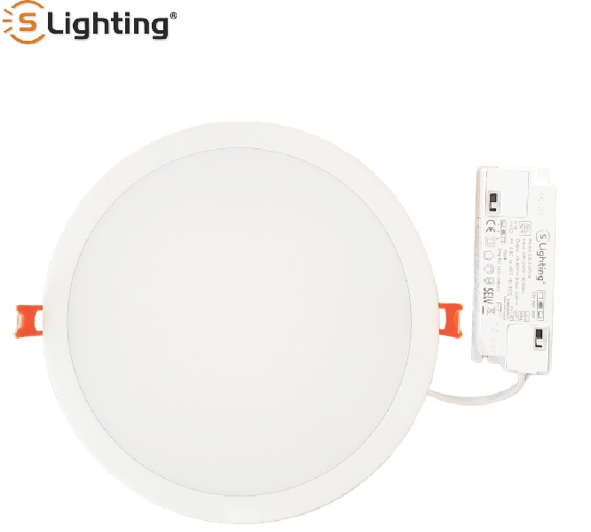 DOWNLIGHT-230V 40W 3-4-6000K CCT REDONDO 220mm IP44 BRANCO