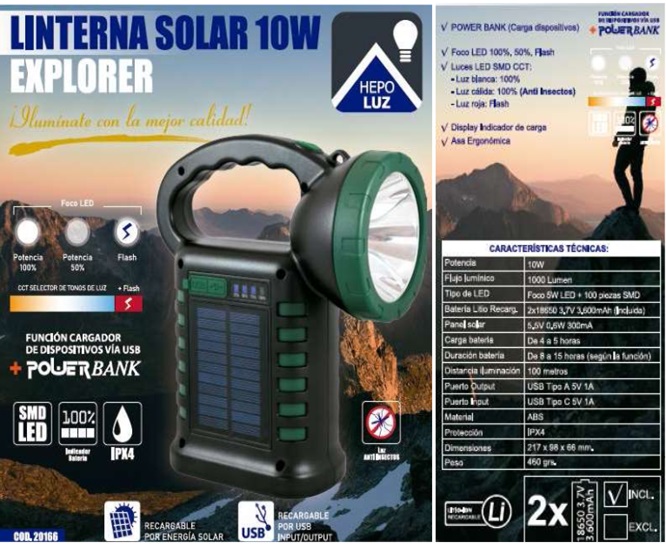 LANTERNA LED CREE XPE+COB 4W Md.EARTH p/RECARREGAVEL