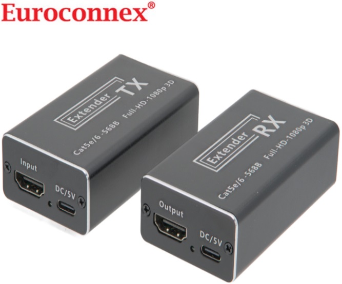 Extensor HDMI por RJ45 Cat6A 60m PoC 1080p@60Hz