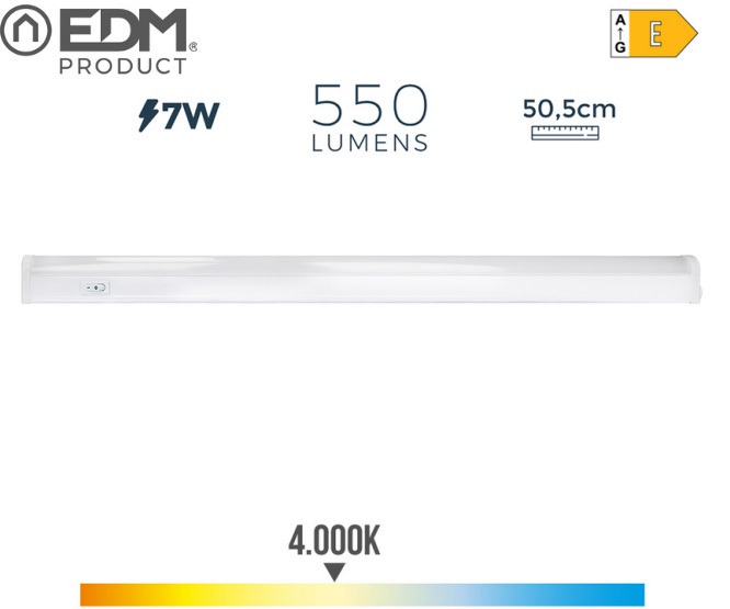 ARMADURA LED 7W 600lm 4000K LUZ DIA 3,6x50,5x3cm